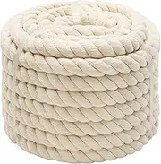 1OO% Cotton Rope (1 inch x 48 feet) Natural Thick Twisted Rope for Crafts, Sports Tug of War, Hammock, Home Decorating Wedding Rope