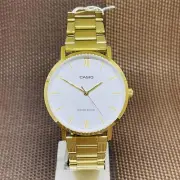 Casio MTP-VT01G-7B White Analog Gold Stainless Steel Classic Dress Men's Watch