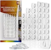 24 Pcs Clear Removable Adhesive Decorating Wall Clips mini Hooks…