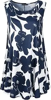 [Veranee] Women's Sleeveless Swing Tunic Summer Floral Flare Tank Top