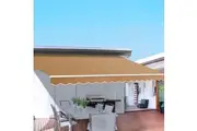 Instahut Retractable Folding Arm Awning Manual Sunshade 4Mx3M Beige