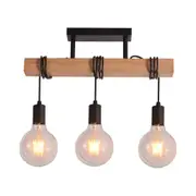 Tibery 3 Lights Modern Elegant Pendant Lamp Ceiling Light - Black & Natural