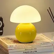3-Color Table Lamp Mushroom Adjustable Remote Control Ceramic Lamp Bedroom Bedside Lamp Cream Style Mushroom Table Lamp Bedroom Decoration Small Night Light St