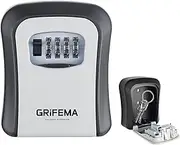 GRIFEMA Key Safe Wall Mounted Police Approved, Lock Box Outdoor 4 Digit Combination, Heavy Duty Waterproof Key Cabinet for Home Garage School Airbnb GA1003-1, Gray, External Dimensions: 115x95x40mm