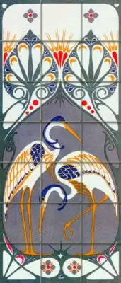 Ceramic Mural Backsplash Art Nouveau Decor Tile #524