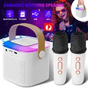 Kids Mini Karaoke Machine Portable Bluetooth Speaker with 2 Wireless Microphones