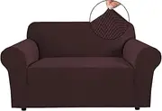 Smarcute 1 Piece Sofa Slipcover Slip Resistant Stylish Furniture Cover/Protector Jacquard Spandex Stretch Sofa Slipcovers (Two Seater, Brown)
