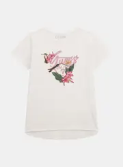 GUESS White High Low T-Shirt Size: 7, Spandex