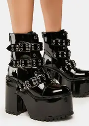 [Y.R.U.] Smash Strapped Platform Boots