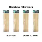 200 PCs 30cm Bamboo Skewers Heavy-Duty BBQ Sticks Grilling Party Outdoor Cooking