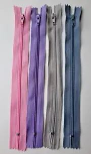 4 Pcs 9" Nylon Coil Zippers Closed End Bulk for Tailor Sewing Craft multi-colors