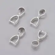 200 pcs Silver Ice Pick Brass Pinch Bails Jewelry Findings 13x5mm hole about 3mm