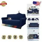 Machine Washable Jacquard Couch Cover - Navy Blue Stretch Protector for Sofas