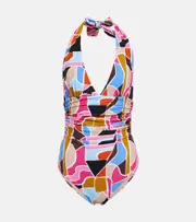 [Rebecca Vallance] Rebecca Vallance Le Reve printed halterneck swimsuit UK 8 multicoloured