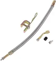 X AUTOHAUX 1 Set 135 Degree Copper Tire Valve Extension with Flexible Stainless Steel 300mm Tyre Valve Inflation Adapter for Car Motorcycle RV Truck Bike