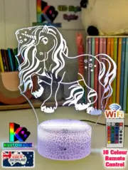 UNICORN PONY GIRLS Personalised 3D LED Night Light 7 Colour Change Room Lamp