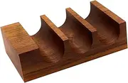 Perfk Wood Sushi Tacos Holder Sushi Hand Roll Holder Decor Decorative 3 Grids Serving Tray Display Stand for Food Party Centerpiece, Deep Brown