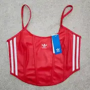 Adidas Women Size 10 Firebird Pleather Corset Red IW8462