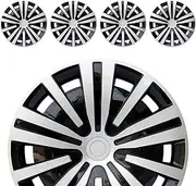 Aiqiying Hubcap Wheel Cover Replacement R15 Hub Caps Universal Rim ABS Material Exterior Accessories Snap On Car Truck SUV -Set of 4 (15-Inch, Silver-Black)