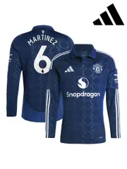 adidas Blue Manchester United EPL Away Shirt 2024-25 Long sleeve - Martinez 6 Printing (AJ7452) | $166