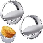 4 Inch 2 Pcs Round Cake Tin Non-Stick Aluminum Bakeware Moulds Loose Base Removable Bottom for Mousse Chiffon Cake Birthday Wedding Christmas Cake Baking Pan Dishwasher Safe