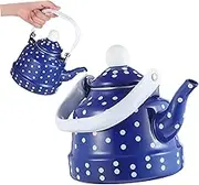 LAPYAPPE Vintage Enamel Tea Kettle for Stovetop Ergonomic Handle Whistling Feature and Beautiful Dot Design for Tea Lovers