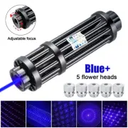 6Watt Blue Burning Laser Pointer Visible Light Beam SOS +5 Caps