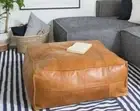 30''Pouffe Genuine Leather New Footstool Unstuffed 30'' Ottoman Moroccan Pouffe