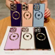 For iPhone 16 15 14 13 12 Pro Max Electroplated TPU Magnetic MagSafe Case Cover