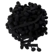 20 Yards Pom Pom Ball Fringe Trim Ribbon Sewing Trim DIY Crafts, 12mm Black