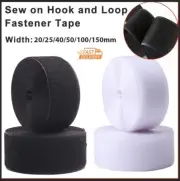 SEW ON Hook and Loop 25/50/100mm Fastening Tape Heavy Duty Black or White