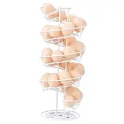 Spiral Design Metal Egg Skelter Dispenser Rack, Storage Display Rack, White