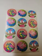 Vintage TREND Scratch & Sniff Stinky Sticker Sheet Pink DINOSAUR Scented 90s HTF