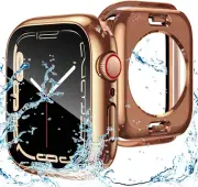 Goton Waterproof Case for Apple Watch 41mm, 360° Glass Cover, Rose Gold