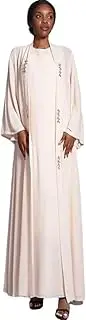[Sweejim] Women Muslim Set 2 Piece Set Abaya Dress Rhinestones Chiffon Long Dresses（Outside + Lining）