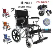 16"Lightweight Wheelchair Folding Portable Elderly Disabled Wheelchair Black Red