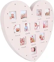 QUMIIRITY Baby Photo Frame First Year Month Baby Frame Heart Shape Light Decor for Home