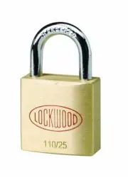 Lockwood SOLID BRASS 110-SERIES PADLOCK 25mm With 15mm Shackle, Self Latching
