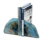Agate Bookends - Polished Geode Crystal Bookends, Decorative Home Decor (8-10...