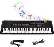 Kids Music Piano Keyboard, 61 Keys Piano Keyboard Toys with Microphone Portable
