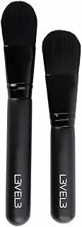 Level 3 Facial Mask Application Brushes Set - Black Cosmetic Brush for Facial Mask, Scrub and Serum - Professional Beauty and Skin Care Applicator Tool