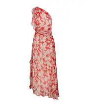 Victoria Beckham One Shoulder Draped Midi Dress UK6 CHILLI/BLUSH