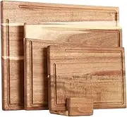 Acacia Wooden Chopping Boards for Kitchen, Cutting Board Set of 3, Reversible Wooden Cutting Board Set with Handle, Butcher Block Wooden Trays for Meat, Fruit Vegetable and Cheese