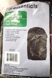 Essentials Drawstring Laundry Bag Sack Drawstring Nonwoven Black - 28 x 12.5