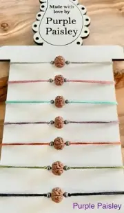 Natural Rudraksha Bead with Muted Tones Thread Rakhi/Rakhri Raksha Bandhan