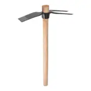 2 Teeth Garden Hoe Rake 16" Dual Head Rake Hoe Garden Tools with Wooden Handle
