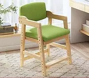 mwpqbd Solid Wood Study Chair can be Raised and Lowered Writing Chair Correction Sitting Posture Back Home Small Chair can be Adjusted Back Pine Dining Chair (Green)
