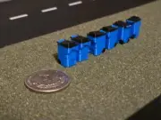 1/87 Scale Trash Bins *6 Pack* in Light Blue