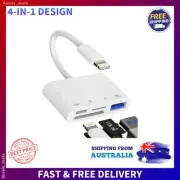 4-in-1 SD Card Reader for iPhone 14 13 Lightning USB TF OTG Adapter Camera Hub