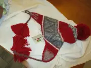 Classic Alpaca Knit Hat OSFM Made Peru tassels red gray long flaps new gift
